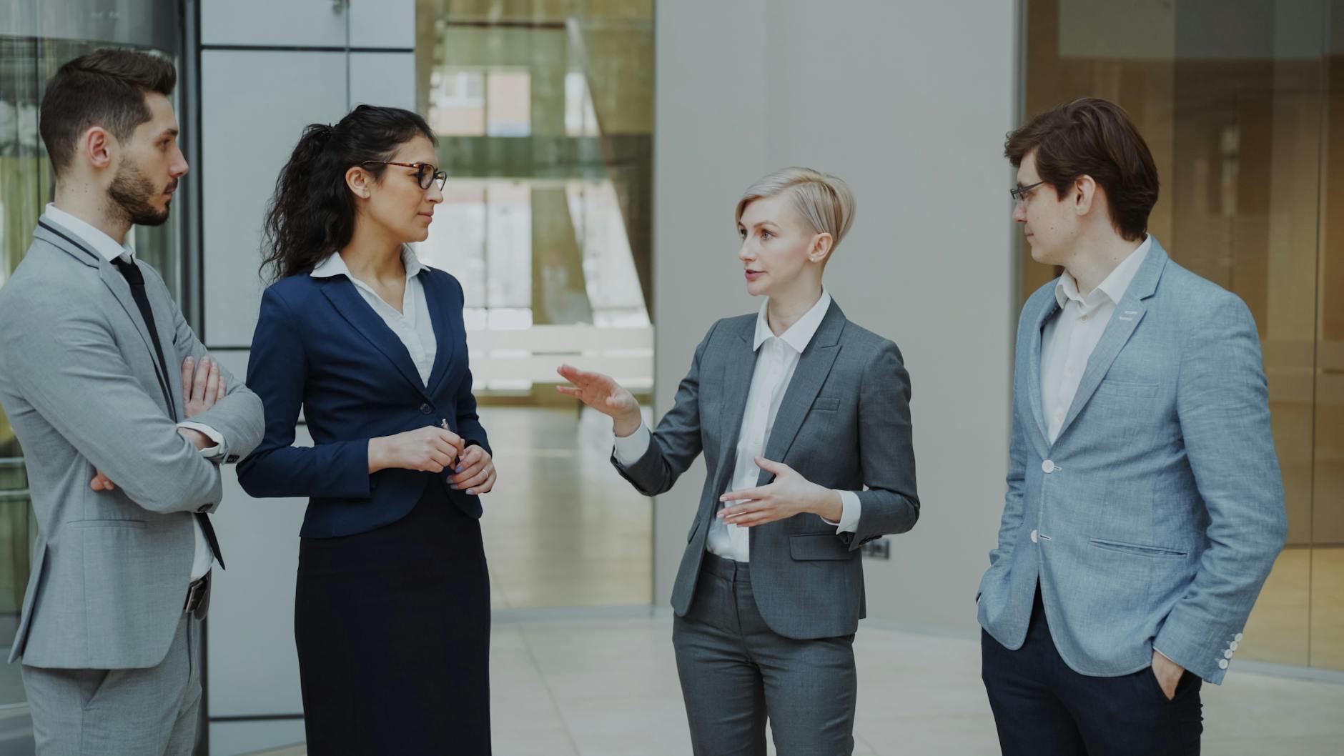corporate meeting with professionals in office
